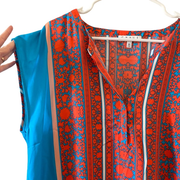 ⭐️ SOLD ⭐️ Chaus New York Printed V Neck Sleeveless Tunic Size XL - Picture 2 of 5